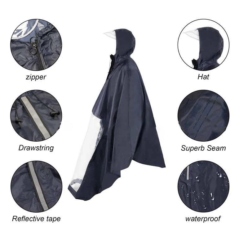 Elderly Mobility Scooter Poncho Wheelchair Rain Cover Universal Hooded Rain Coat Outdoor Going Rain Protection