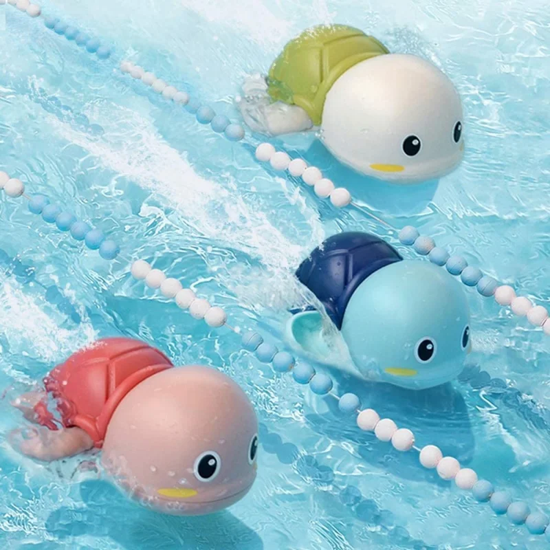 Juguetes de baño para bebés, cadena de agua con mecanismo de relojería, lindo juguete de tortuga para nadar, piscina para niños pequeños, playa, juguete clásico para niños, regalo de juego de agua