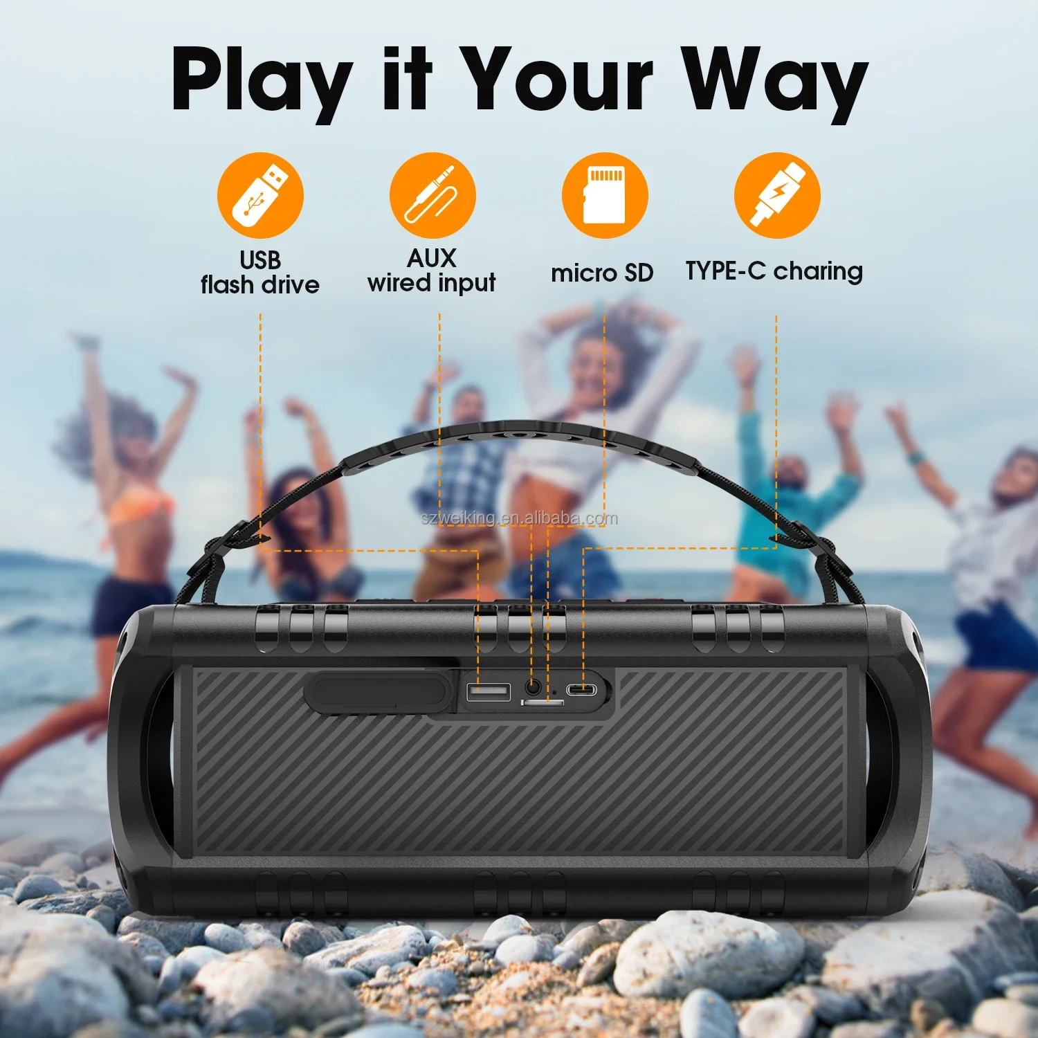 W-KING D8 Mini Good Sound Quality Portable Water Proof IPX6 Speaker Wireless Bluetooth  with Big Sound, for Outdoor
