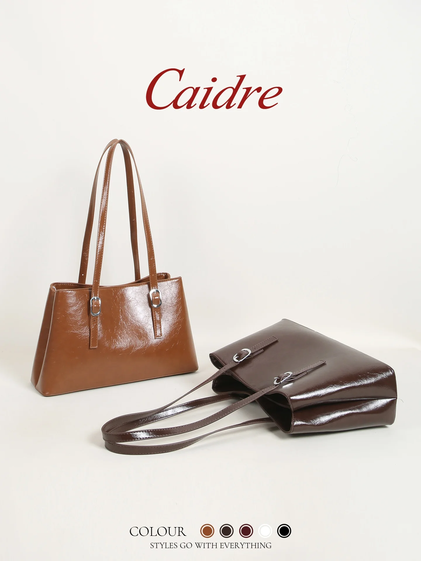 حقيبة يد نسائية كبيرة السعة من Caidre بتصميم عتيق من الجلد المشمع، حقيبة كتف واحدة للتنقل اليومي، حقيبة تسوق ناعمة من الجلد ا...