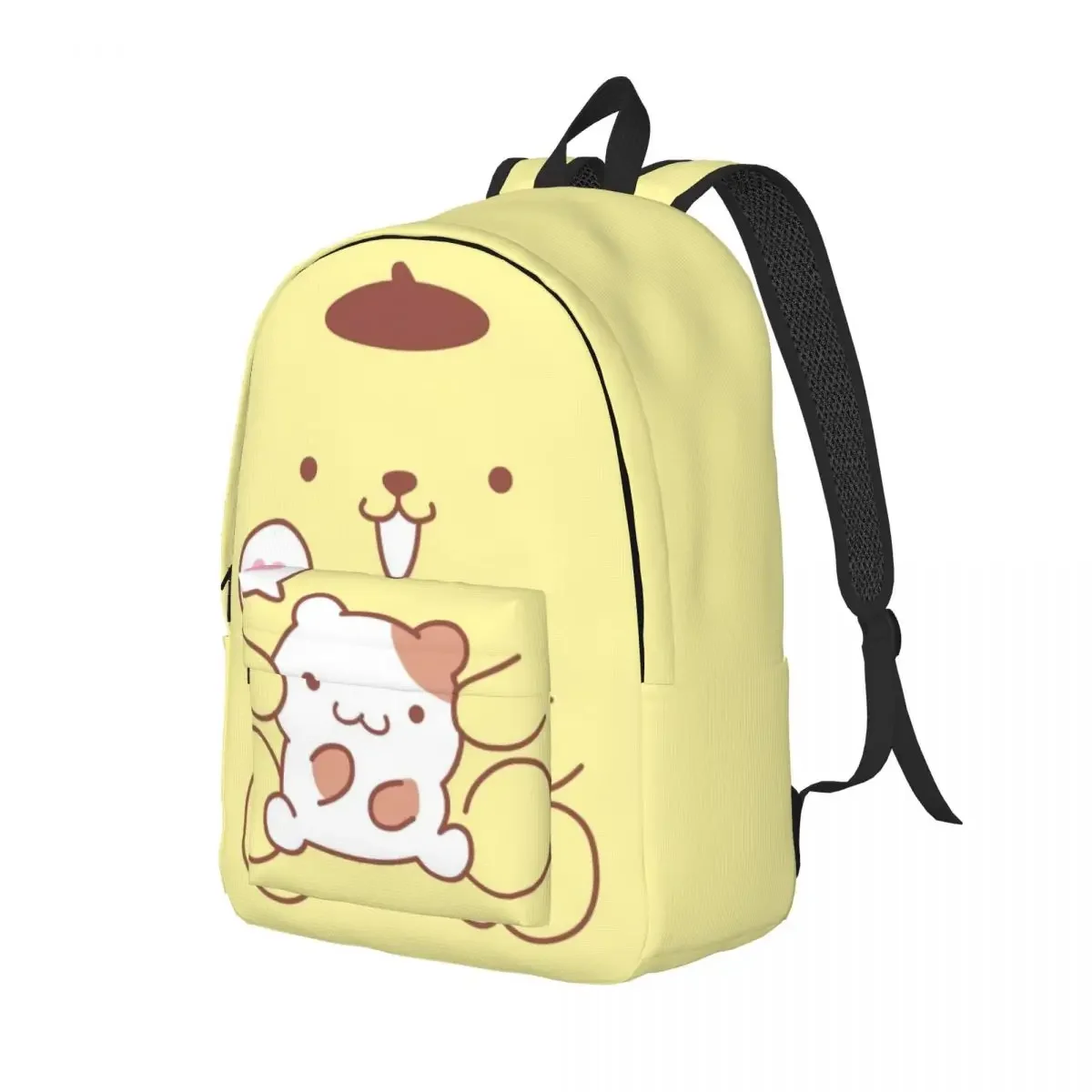 Cute Pom Pom Purin Face Backpack for Men Women Teenage Student Business Daypack Cartoon Laptop Computer Shoulder Bag Sports