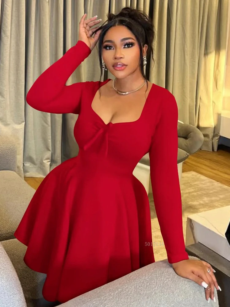 

Новинка 2023 года, летнее женское модное сексуальное платье без бретелек с тонкой талией и длинными рукавами, летнее элегантное повседневное платье Y2k