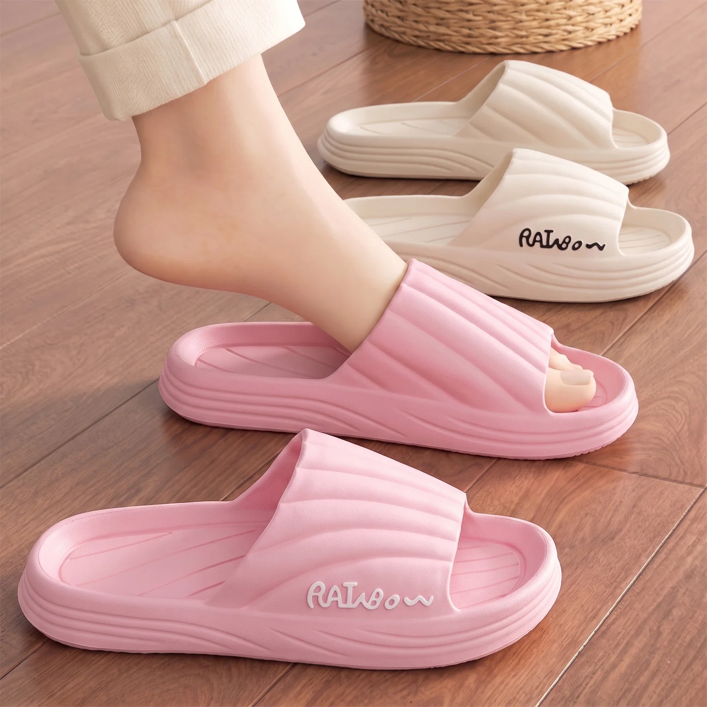 Solid Color EVA House Slide Sandals Ultra‑Soft Comfortable Bathroom Slippers Anti‑Slip Wear‑Resistant Indoor Home Footwear