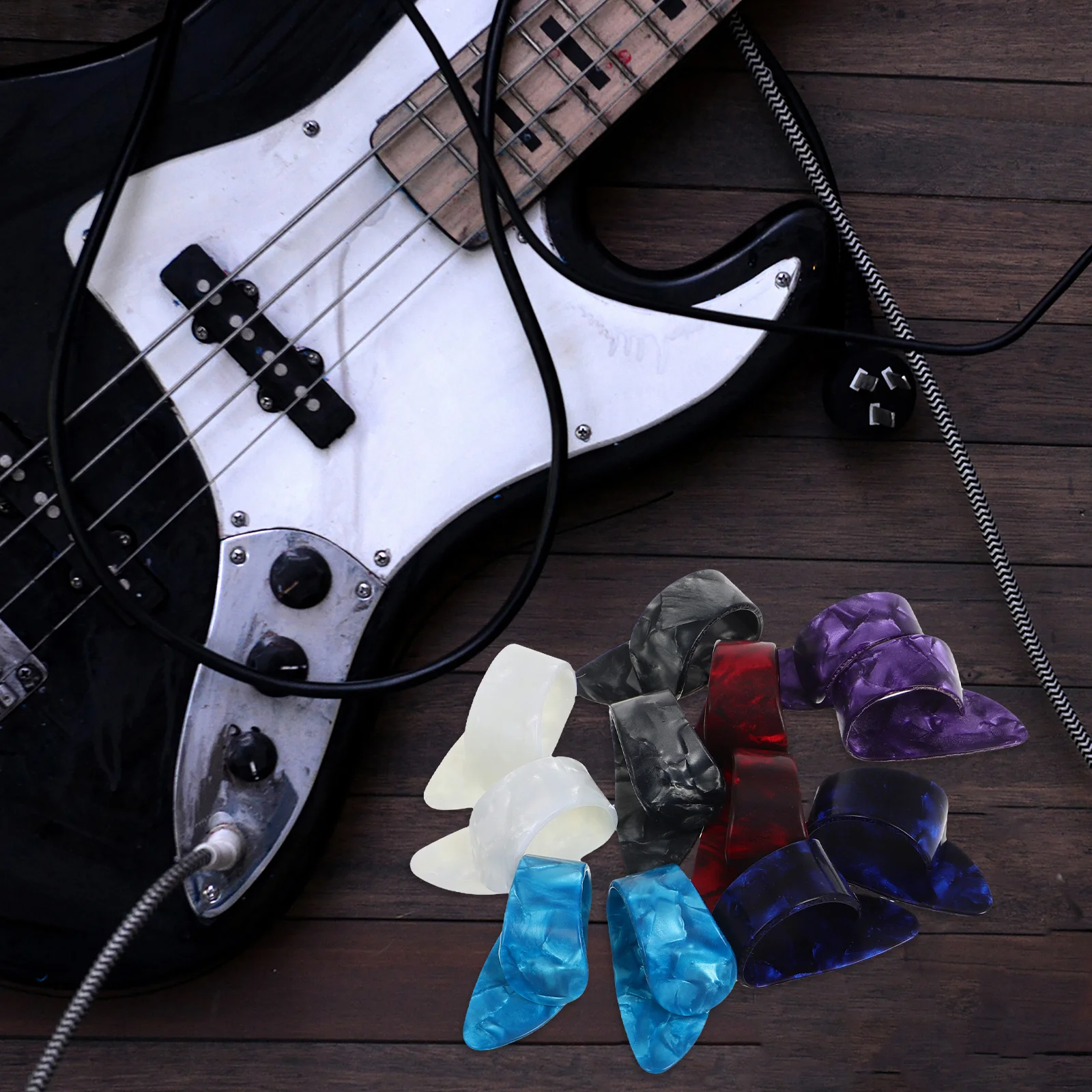 

12Pcs Guitar Finger Thumbs Picks Celluloid Flat String Picks Set for Acoustic Banjo Ukulele Harp Bass Instruments