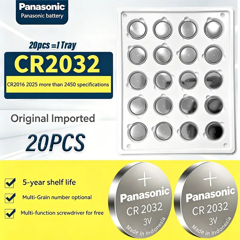 Panasonic CR2032 3V Lithium Button Coin Cell Batterie 3 Volt Li-MnO2 Battery for Watch Calculator Clock Remote Control Toys Bulk