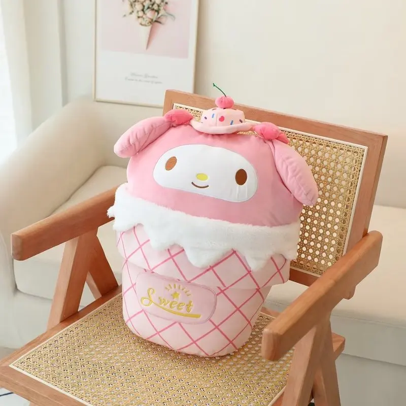 Sanrio Lovely Ice Cream Melody Kuromi Throw Pillow Cushion Air Conditioning Blanket Office Nap Cover Blanket Blanket Kids Gifts