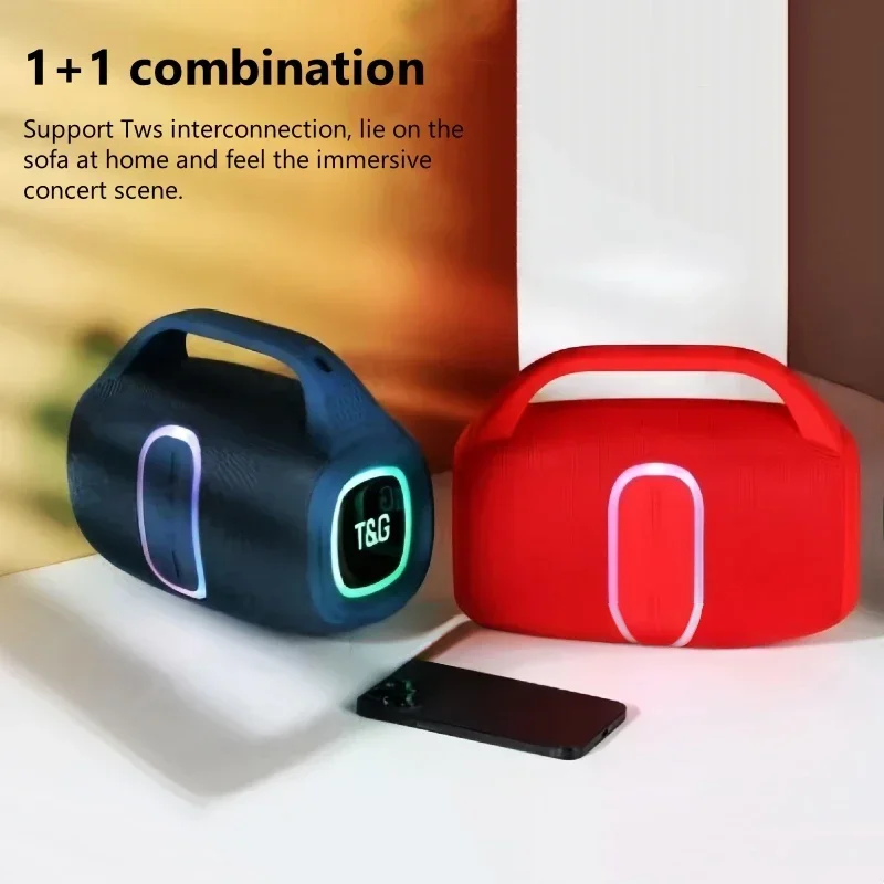 30 واط في الهواء الطلق سمّاعات بلوتوث مقاوم للماء اللاسلكية باس مضخم الصوت صندوق مكبر الصوت دعم TF بطاقة راديو FM Aux المدخلات مع مصباح ليد #6