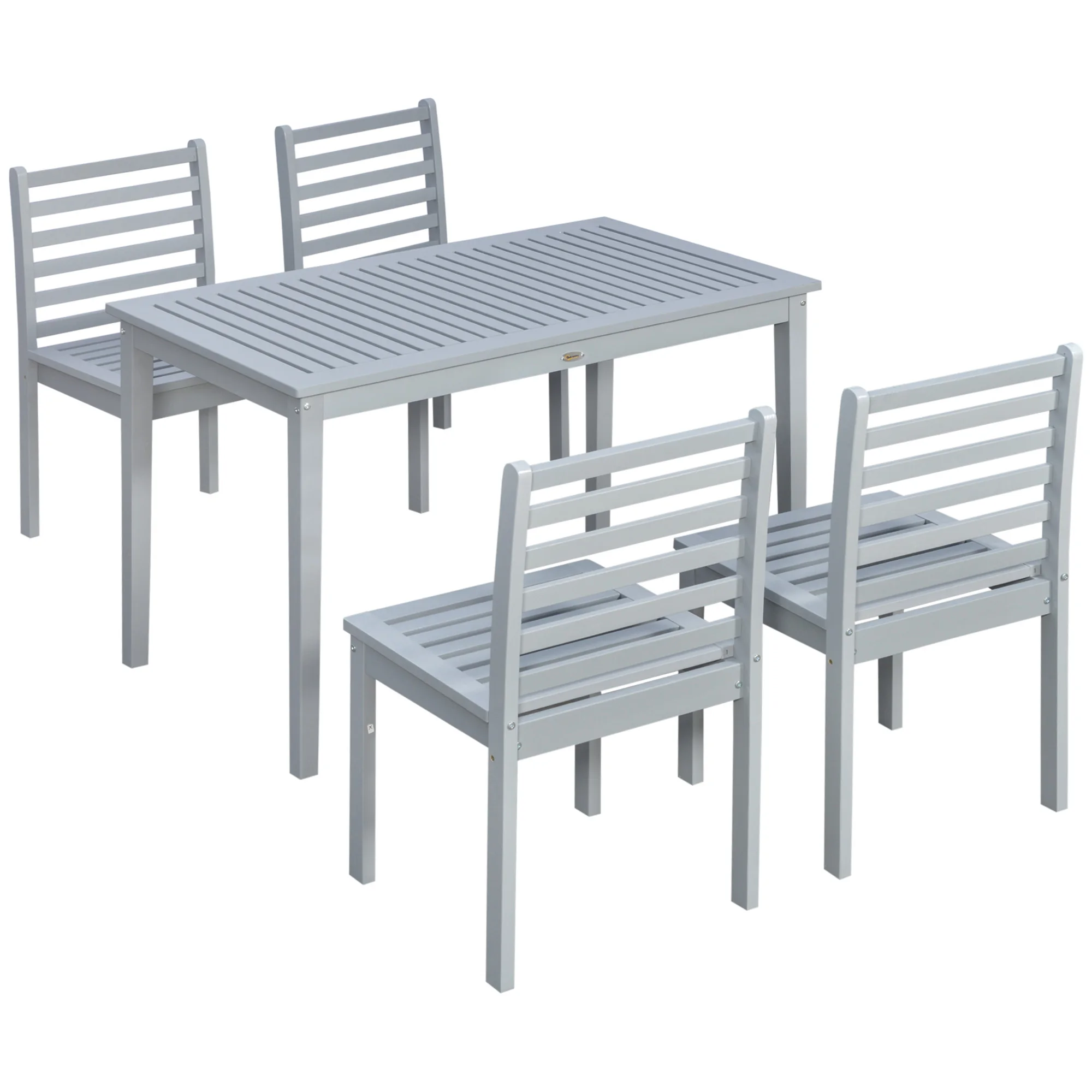 Outsunny wooden garden furniture set 5 pieces table set and 4 chairs Deco for terrace Patio balcony cargo 120 kg Gray