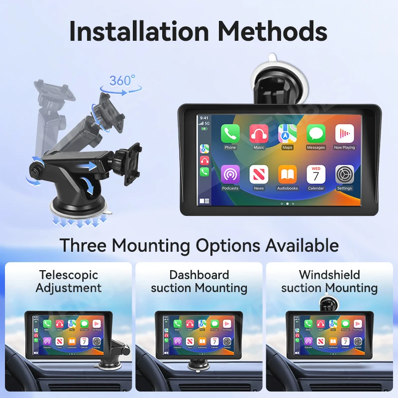 VENBES 6-inch autoradio Carplay Android Auto Mirrorlink IPS touchscreen USB WIFI FM Type-c achteruitrijcamera