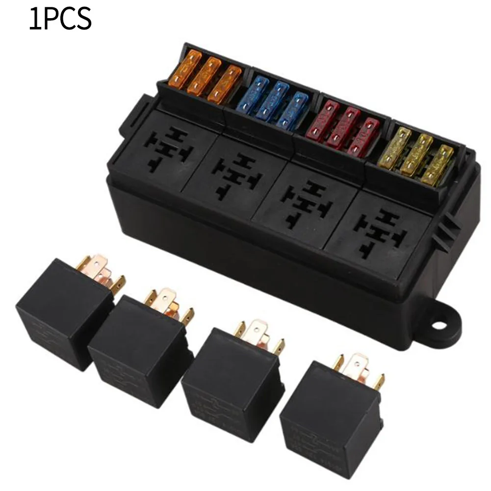 Fuse Box Relay For Car 12 Way 12V40A 4 Pin Black Blade Type With Fuse Terminal Car Shop Newest High Qulity 2022