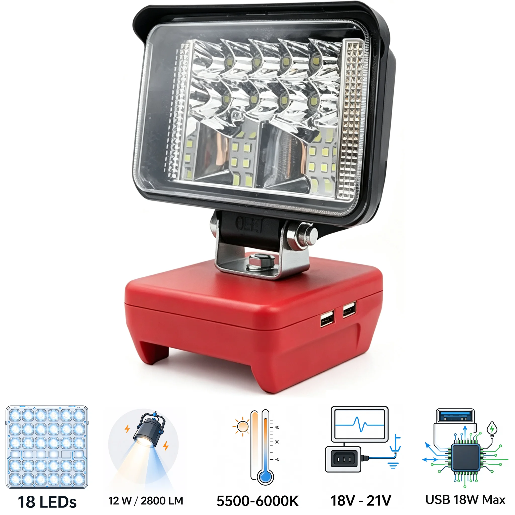 3 Inch Car Work Light LED Camping Lamp Torch Spotlight For Makita For Milwauke For DeWalt 18V Li-ion Battery Lomvum Zhipu Jingmi