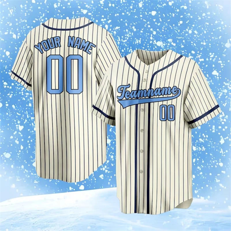 Men Classic Baseball Jersey Customizable Team Name Button Down Shirt School Team Group Events Trendy Street Fashion Tops