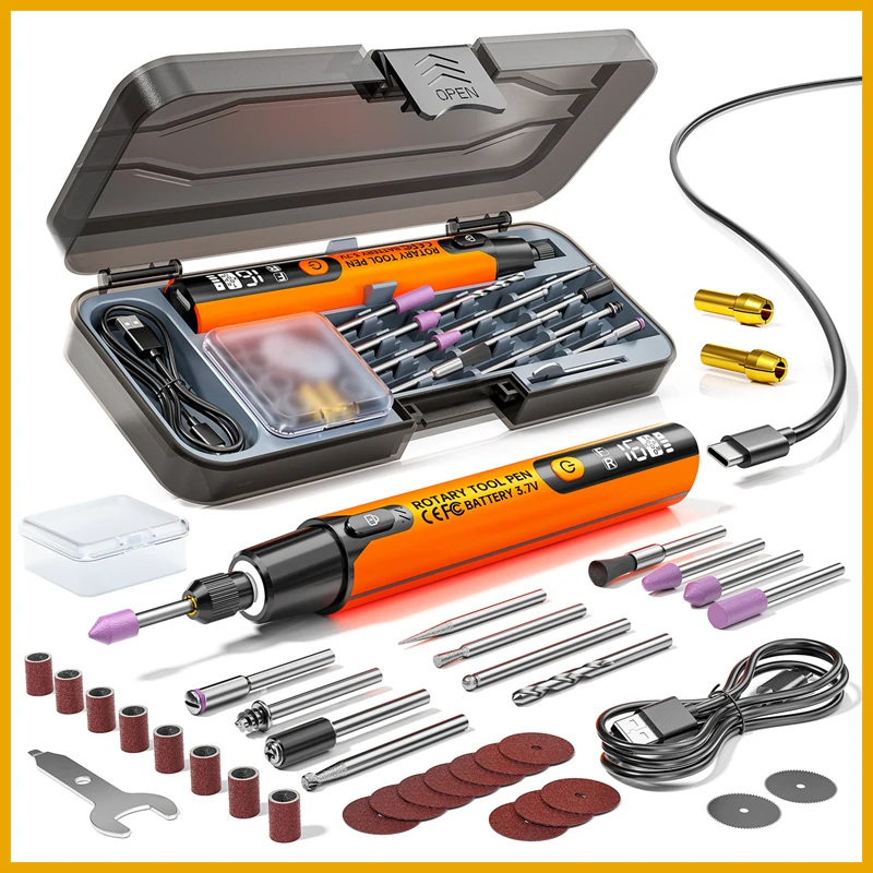16000RPM Digital Electric Drill Cordless Rotary Tool Wireless Handheld Grinder Engraving Pen DIY for Jewelry Polish Tool