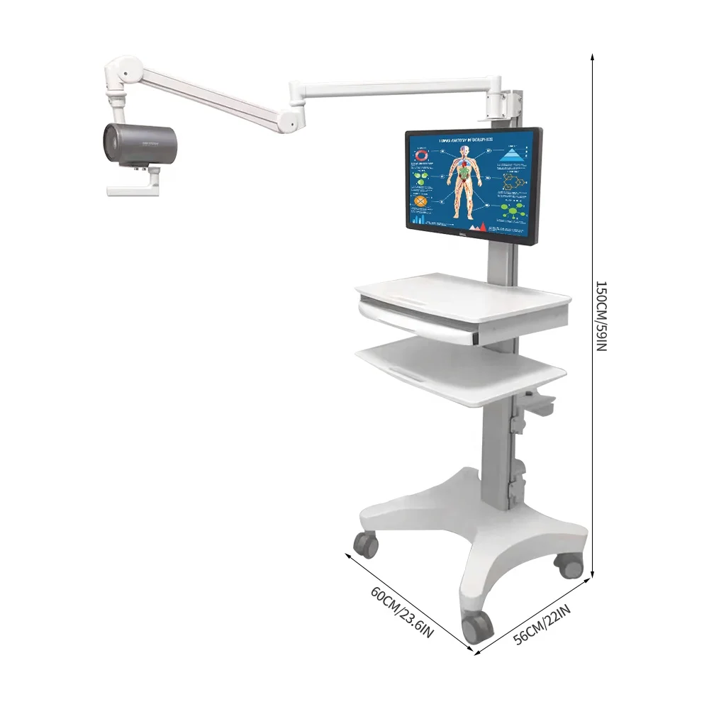 Competitive Price ABS Plastic Hospital Medical Equipment Mobile Computer Workstation Cart Trolley With Wheels