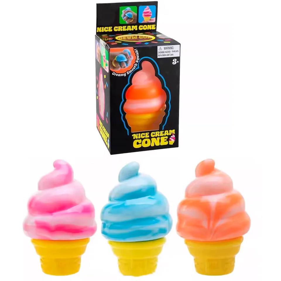 NEW Colorful Ice Cream Shaped Nice Cream Cone Sensory Stress Reliever Fidget Toy for Anxiety Focus Adults & Kids