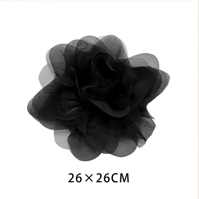 27cm Fabric Mesh Large Flower Brooch Handmade Lapel Pins Fashion Corsage Wedding Party Brooches for Owmen Women Accessories