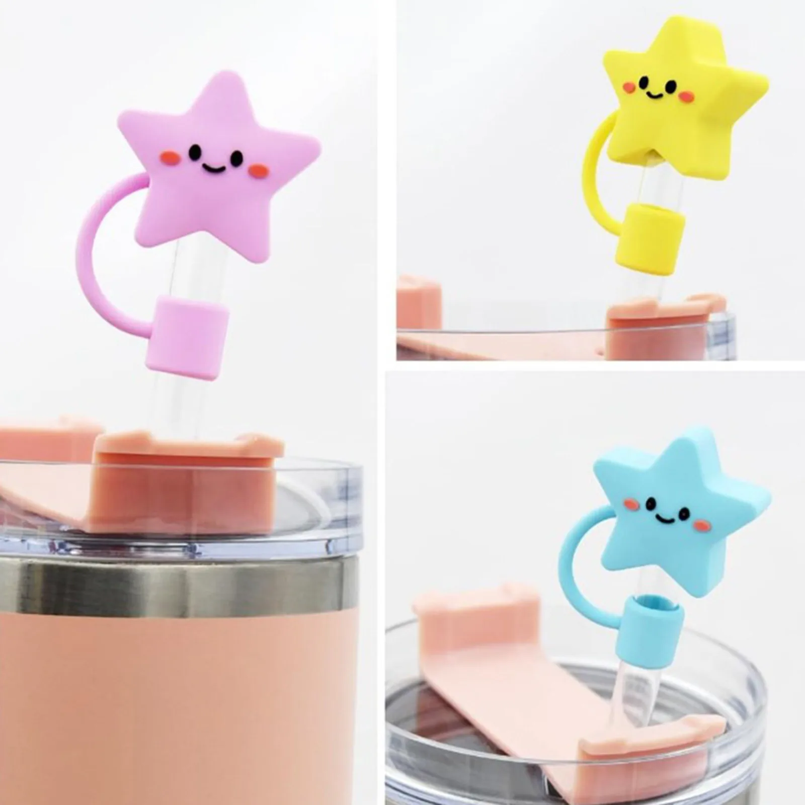 4Pcs Or 8PC 0.4in Diameter Cute Silicone Straw Covers Cap For Cup Dust Proof Drinking Straw Reusable Straw Tips Lids