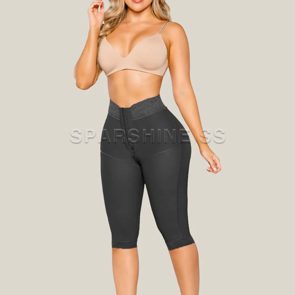 Post Surgery Faja Colombiana High Waist Compression Shapewear Tummy Control Butt Lifter Knee Length Body Shaper for Women