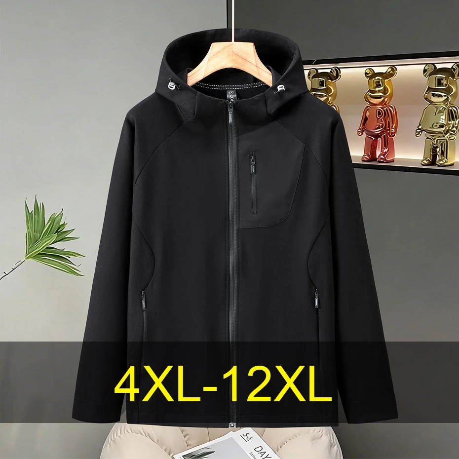 

Черная ветровка-куртка для мужчин, большие размеры 12XL, 10XL, модная повседневная куртка-карго, мужская куртка для кемпинга, большие размеры 10XL