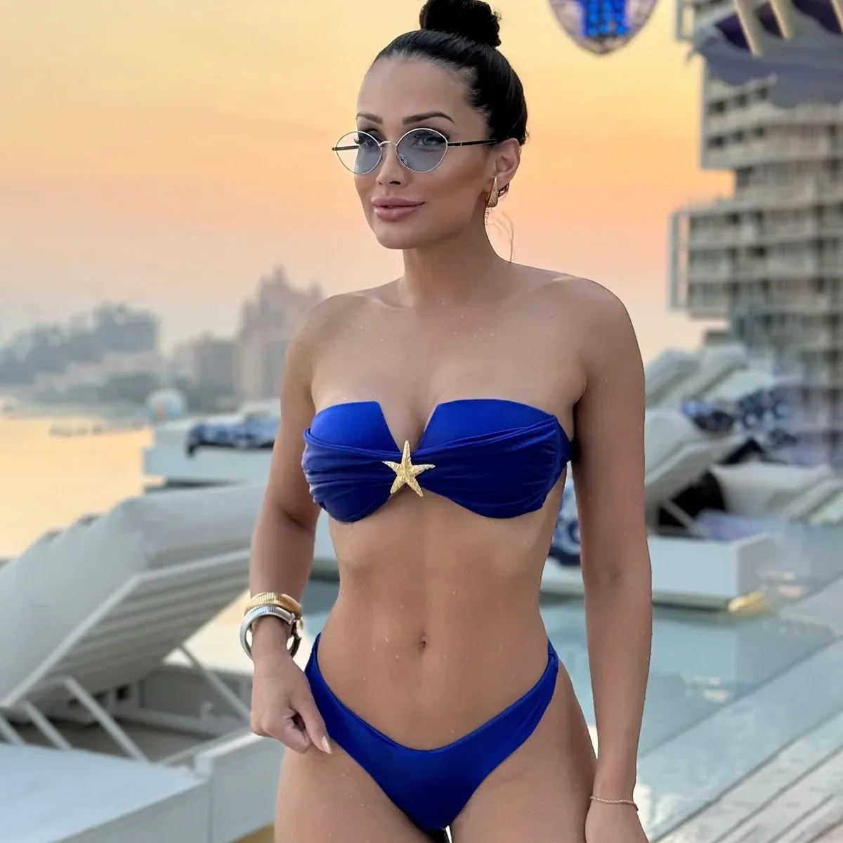 

Sexy Bandeau Bikinis 2025 Swimwear Micro Solid Thong Bikini Set for Women Bathing Suit Swimming Suits Female Starfish Biquini