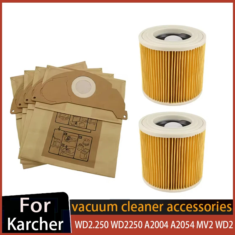 Paper Bags Dust HEPA Filters for Karcher Vacuum Cleaners WD2250 WD3.200 MV2 MV3 WD3 A1000 A2204 A2251 K2301 WD3.600 A2064 A2101