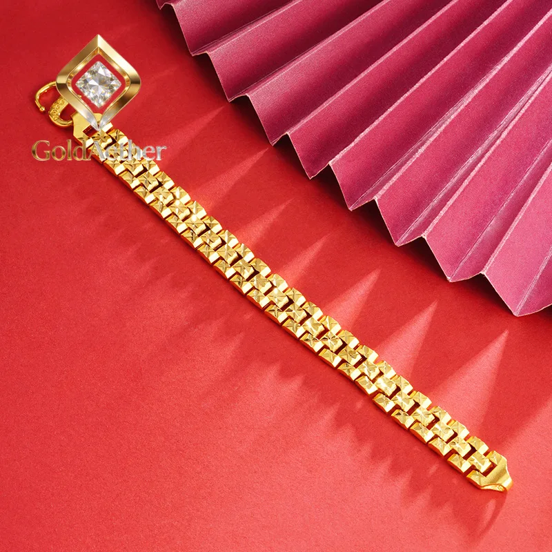 

GoldAether Luxury 24K 9999 Pure Gold real gold Men's Women's Bracelet Tank Chain