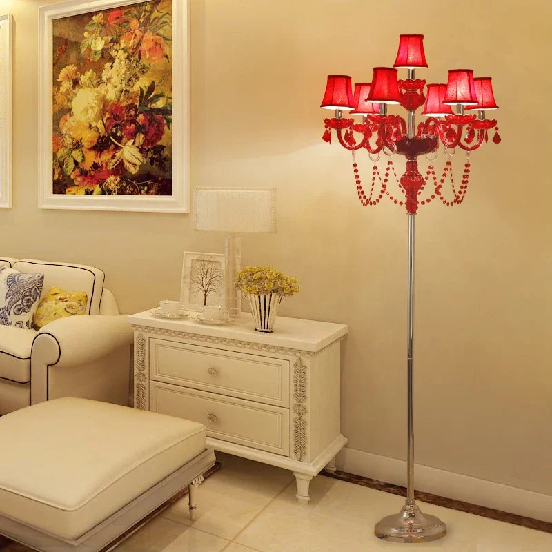 TINNY-Lampadaire Luxueux en Clip Rouge de Style Européen, Luminaire Décoratif, Idéal pour un Hôtel, une Salle de Bal, un Salon, une Chambre à Coucher ou une Villa