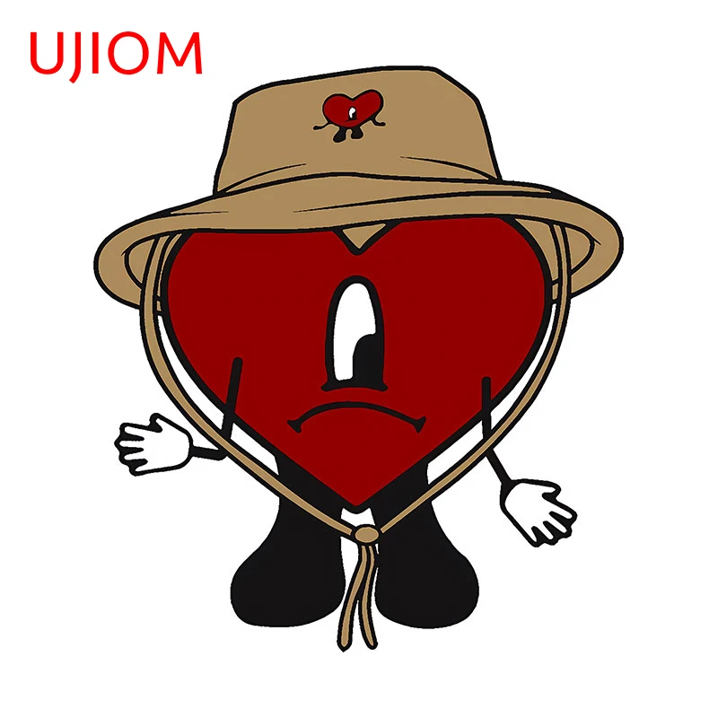 UJIOM 13cm X 11.8cm Funny Heart Bad Bunny Wall Stickers Amusing Art DIY Home Decal Creativite Kitchen Cupboard Decoration