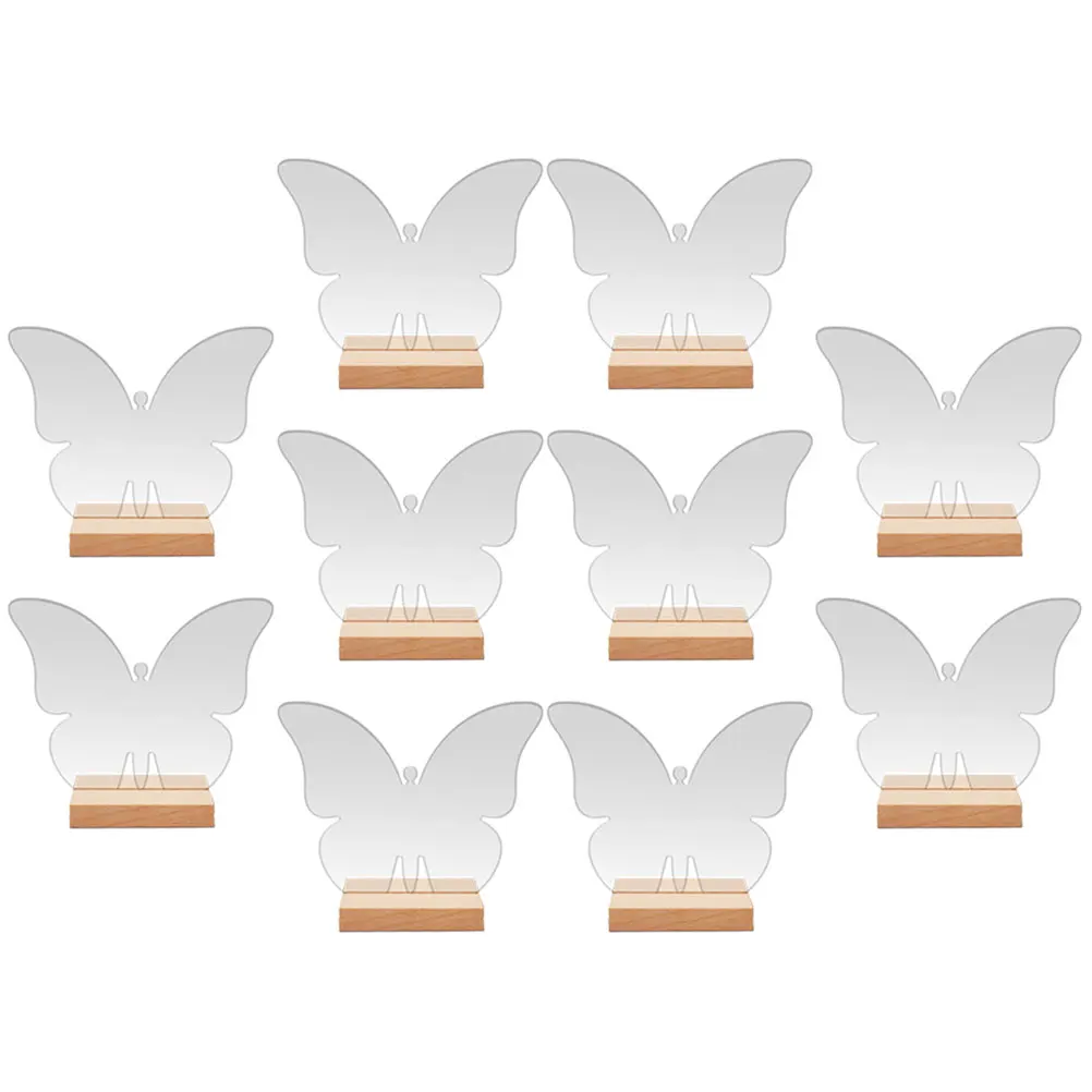 

12Pcs Butterfly Acrylic Table Signs Blank Place Cards Elegant Wedding Reception Party Banquet Table Number Holders Decorative