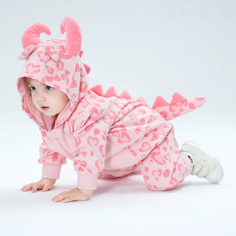 

Spring Kigurumis Baby Girls Cute Clothes Cosplay Kids Zipper Romper Bodysuit Cotton Hooded Infant Boys Sully Onesie Jumpsuits
