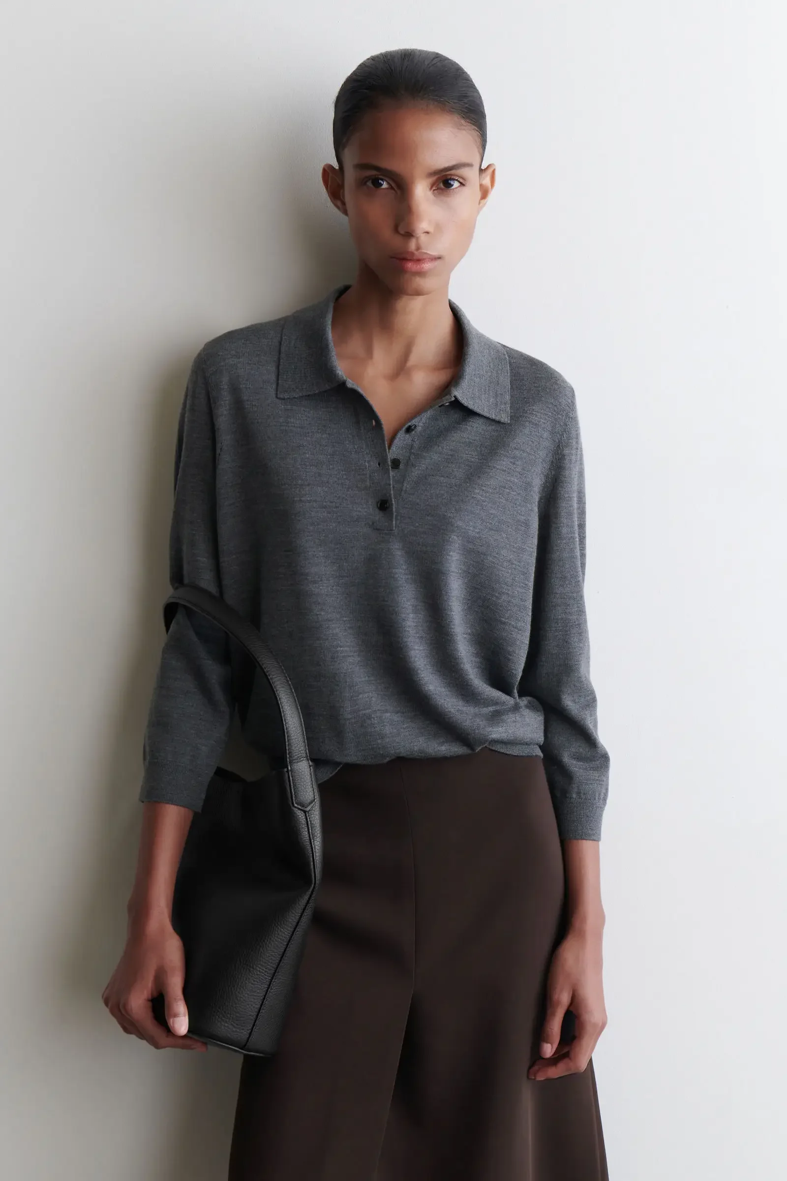 

XIMIAN APPAREL 2026 YAZHIMEI spring new style of Women's casual Standard style grey polo collar wool blend knitted sweater
