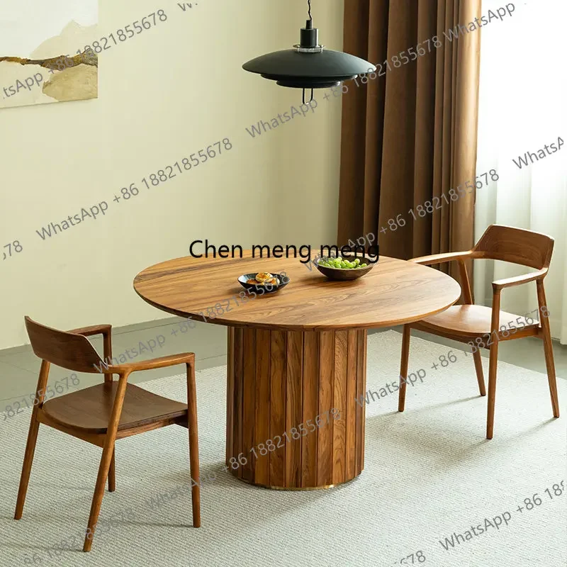 

Hot sales Burmese teak round table modern simple solid wood medieval Nordic household dining table and chairs Song's aesthetic l