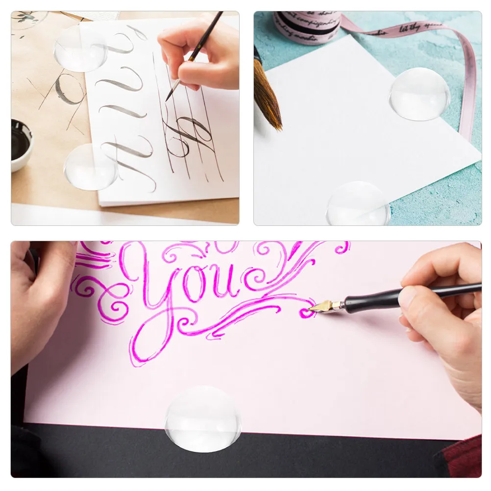 2Pcs Elegant Glass Paperweights Heavy Transparent Dome Shaped Paper Weight Blocks for Calligraphy Practice Painting Writing