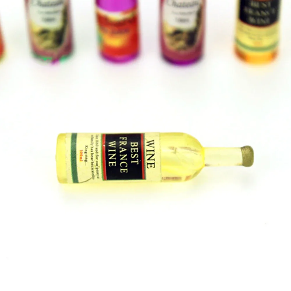 6Pcs 1/12 Dollhouse Miniature Mini Resin Wine Bottle Mini Drinks Model Toy for Doll House Accessories Decoration