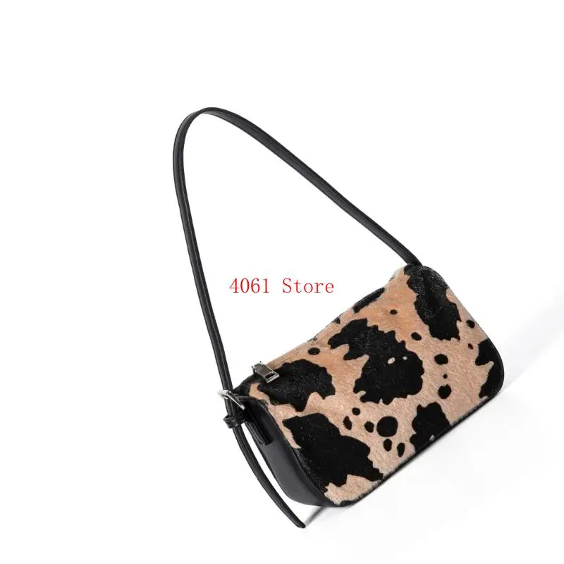 

Unique Cow Print Shoulder Bag Lightweight Polyester Handbag for Party Daily Use