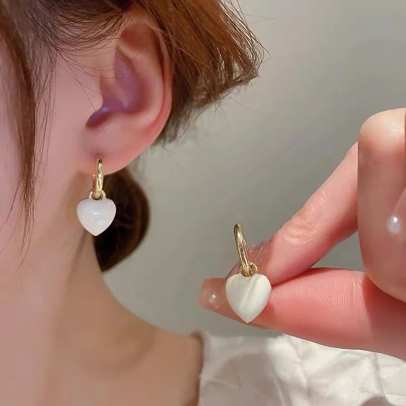 Women's Romantic Pink Heart Drop Earrings, Gift