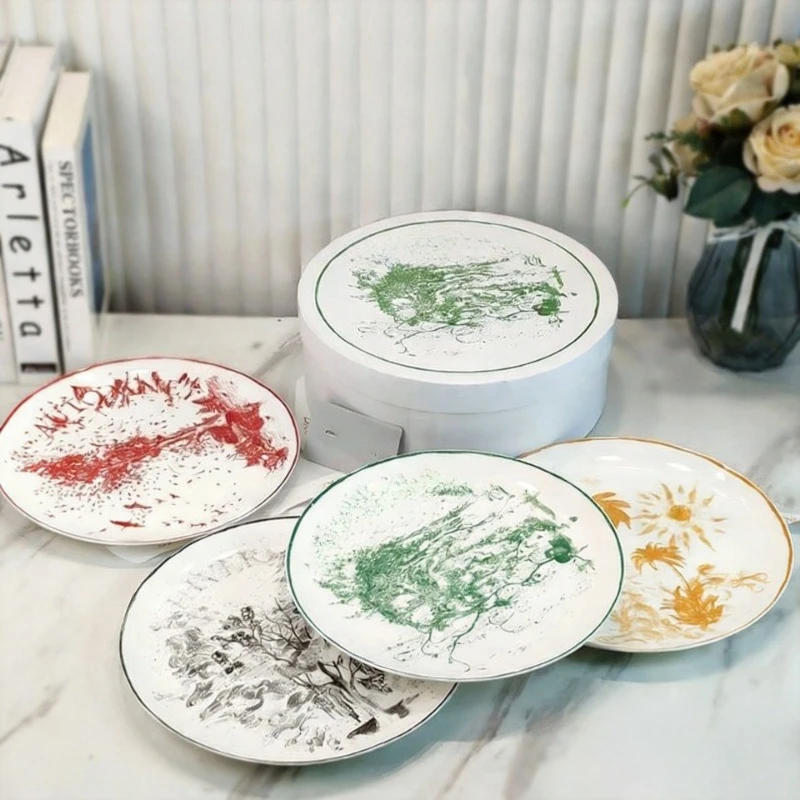 European Bone China Western Meal Plate Four Seasons Series Simple Light Luxury Home Dining Plate Gift Recommendation