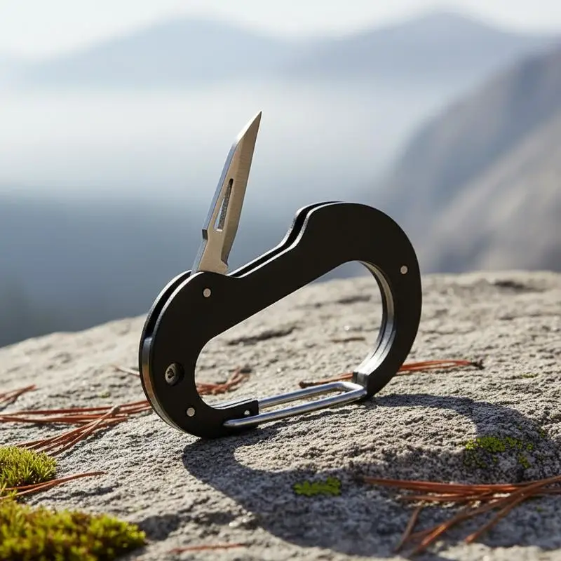 Outdoor Climbing Carabiner Multi-tool Keychain Knife Mini EDC Portable Knife Outdoor Fold Survive Fishing Carabiner Knife
