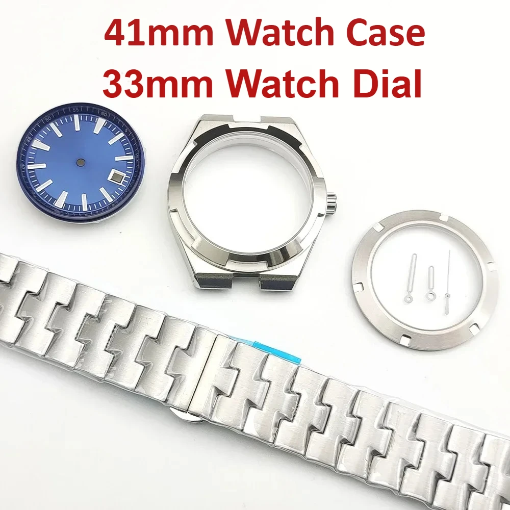High-end Polished Strap NH35 Case Kit 41mm Sapphire Mirror Watch Case for NH35/4R/NH36 Movement Mechanical Watch Assembly Parts
