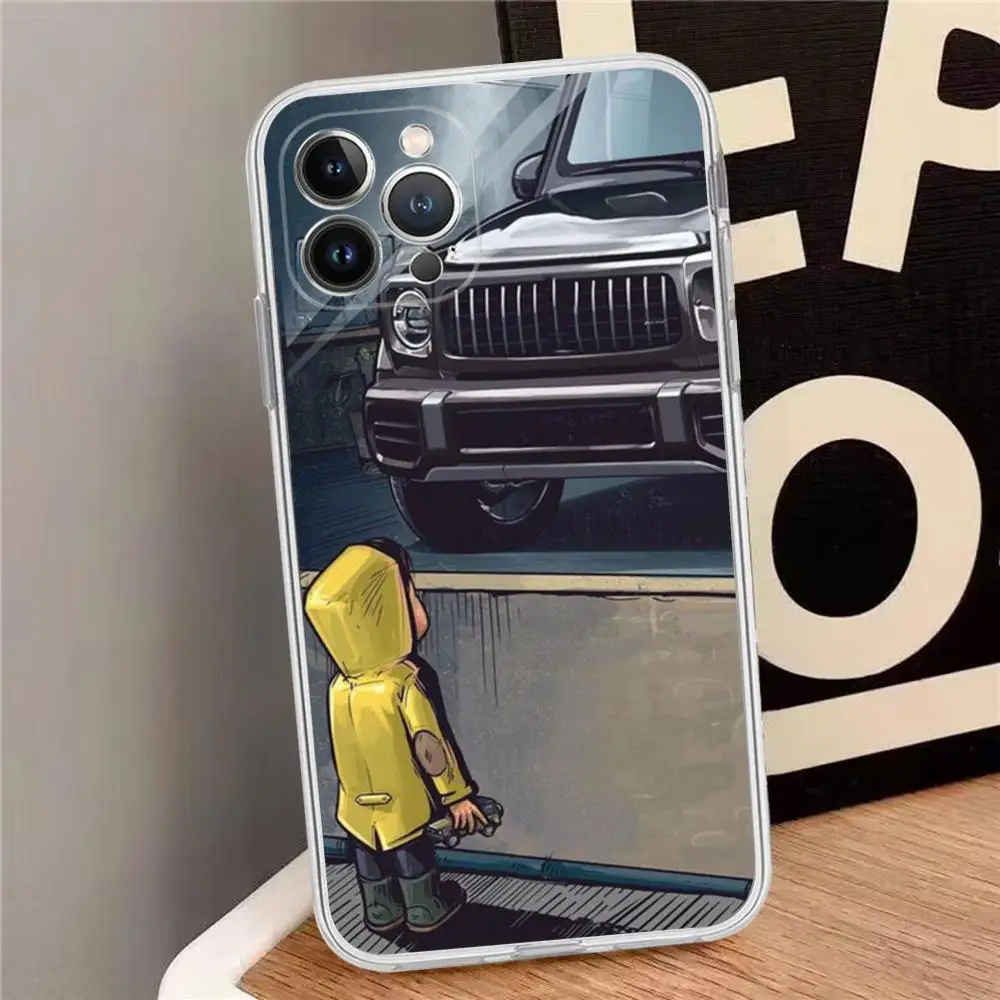 Boy Looking At Car Phone Case For iPhone 15 14 13 12 Mini 11 Pro XS Max X XR SE 6 7 8 Plus Soft Silicone Cover