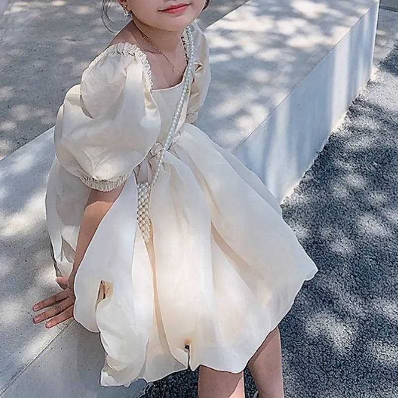 Baby Girl Princess Tutu Dress Puff Sleeve Infant Toddle Kids Vintage Vestido Backless Wedding Party Birthday Child Clothes 1-10Y