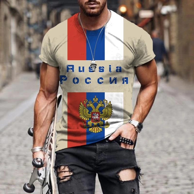 Russia Coat Of Arms T-shirt Men's Clothing Retro 3D Print Streetwear T Shirts National Flag And Emblem Harajuku Fashion Tee Top image 3