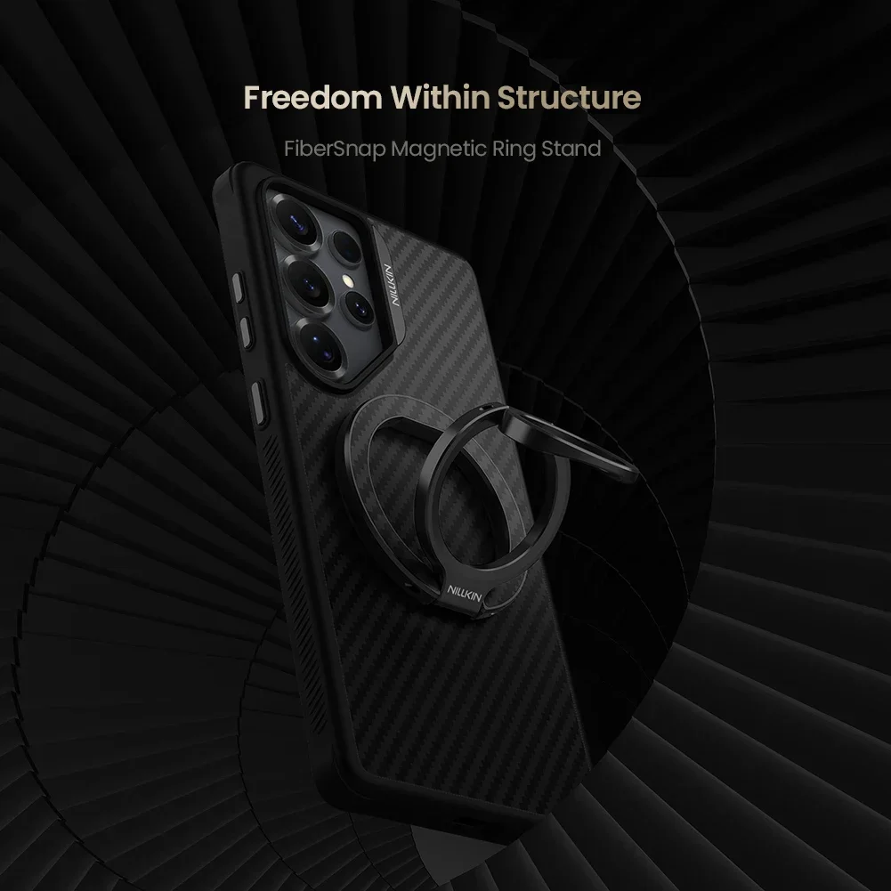 NILLKIN FiberSnap حامل حلقي مغناطيسي لهاتف iPhone 16 15 14 13 12 Pro Max حامل مغناطيسي قوي لهاتف SamsungS25 S24 S23 S22 S21Ultra