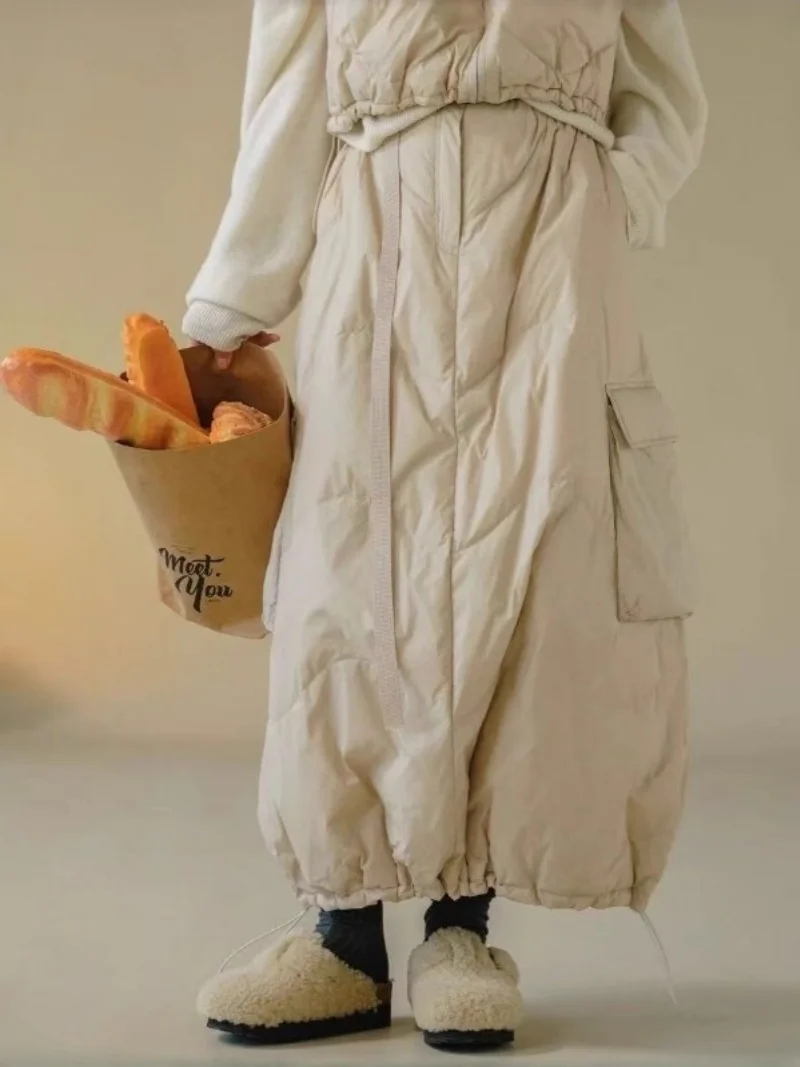 

Korean Version Women's Down Cotton Skirt 2025 Winter New Fashion Warm Padded Long Skirt Mujer Faldas w1205