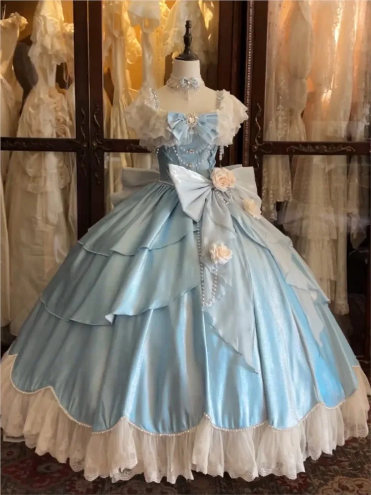 

A light luxury and niche blue wedding birthday coming-of-age dress