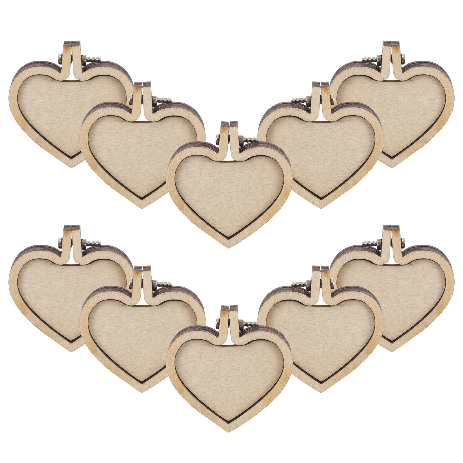 

10Pcs Mini Embroidery Hoop Pendants 4x4cm Heart Shape DIY Laser Cut Wooden Cross Stitch Frames for Crafts Jewelry Making