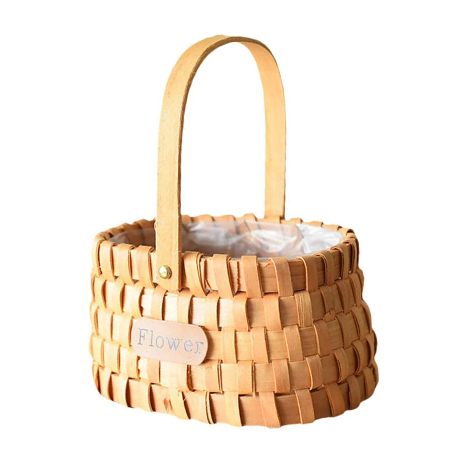 

Portable Plant Woven Flower Basket Log Picnic Basket Family Small Objects Storage Basket Decorative Basket