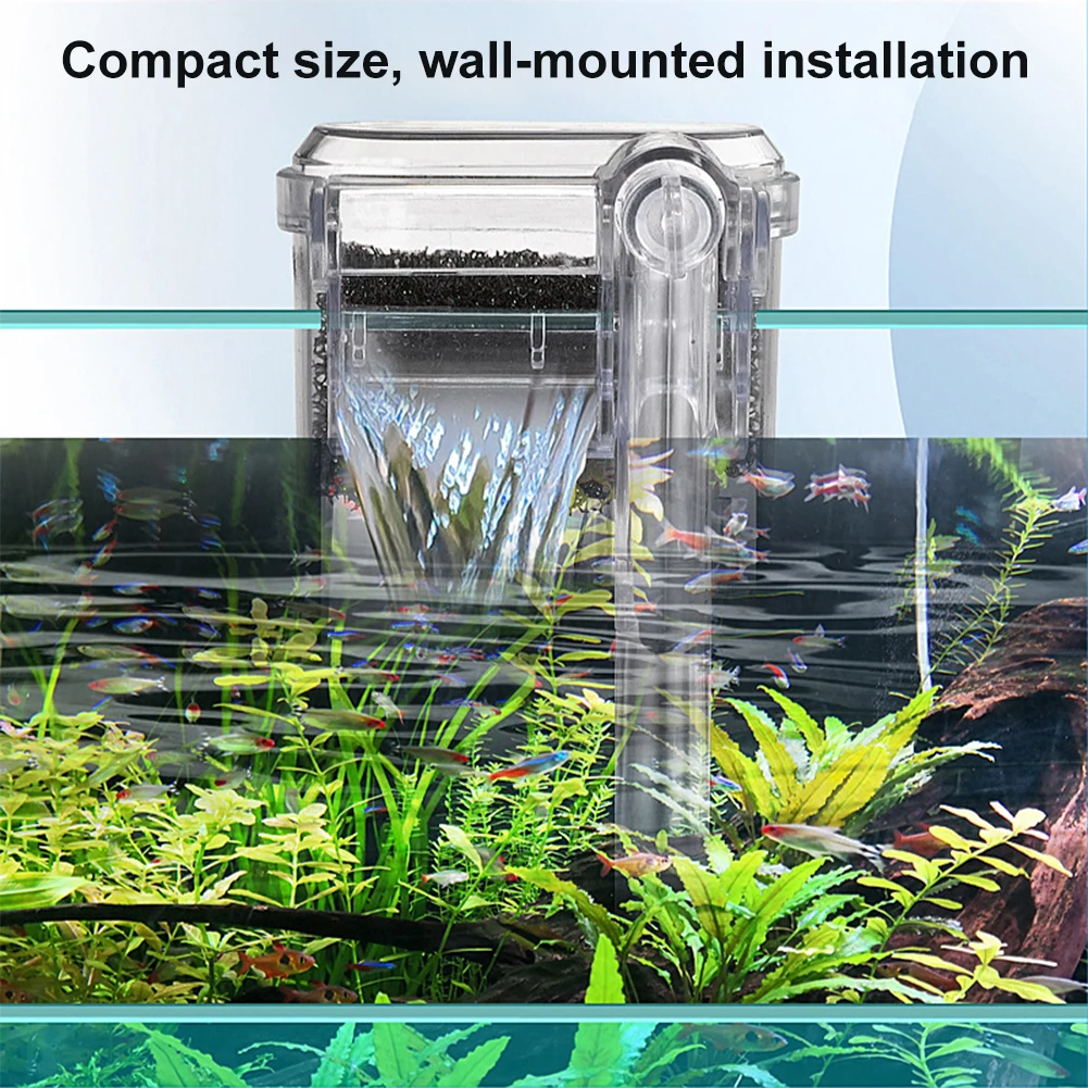 Fish Tank Suspended Filter Aquarium Hang On Filter Quiet Hang Up Filter Water Pump USB Plug In for Freshwater Saltwater Tank