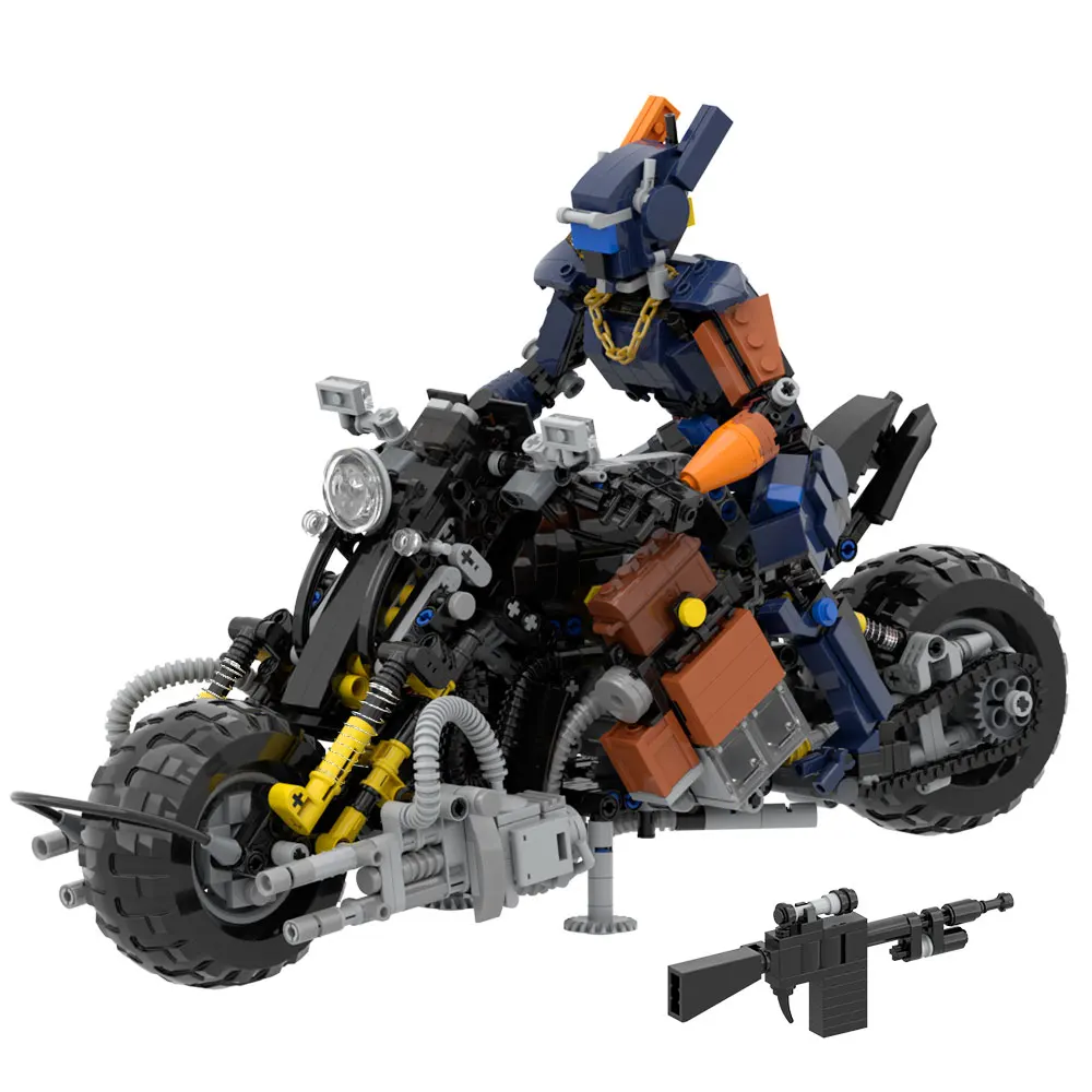 Updated Chappie and His Bike Figure Building Block Model Kit MOC Mecha Police Robot Motorcycle Bricks Toy Kid Birthdays Gift