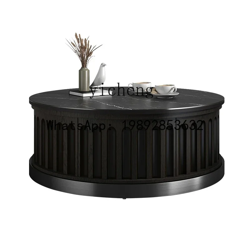 AB  round coffee table light luxury modern living room home solid wood tea table